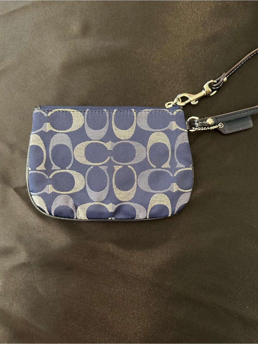 Coach Navy and Silver Signature Charm Wristlet - Picture 4 of 8